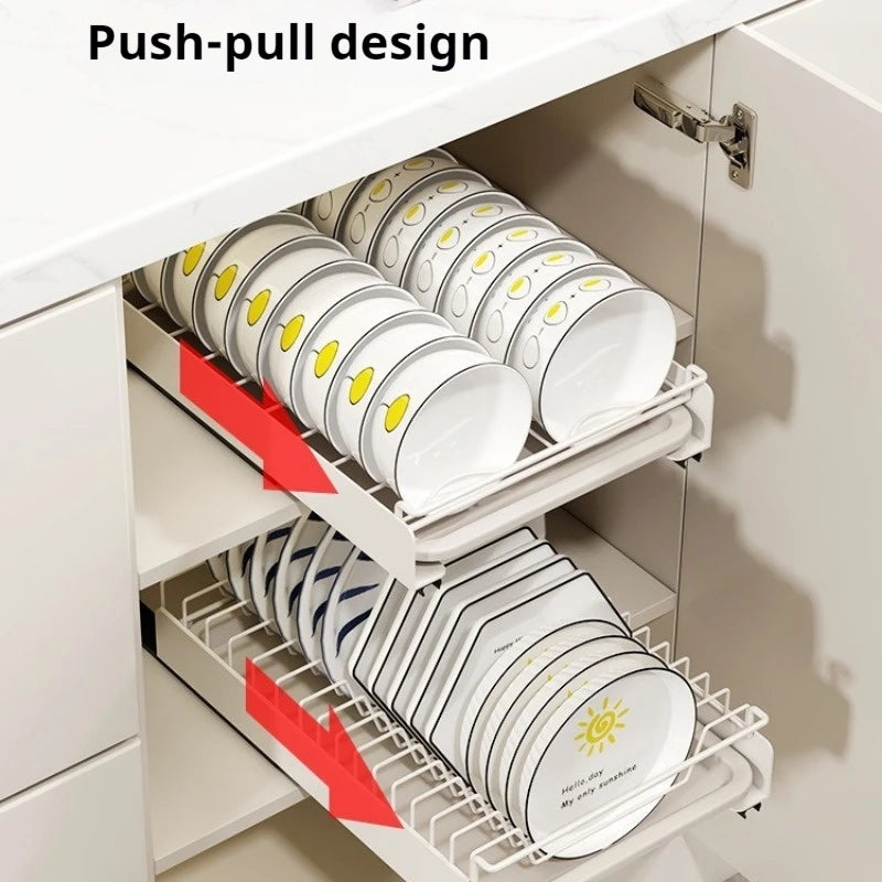 🧑‍🍳FlexKitchen – Hack Organizador Deslizante para Armário 🍽️ Praticidade e Estilo na Sua Cozinha!🥣